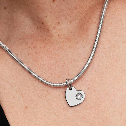 Pandora April Heart Clear Stone Dangle Charm