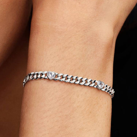 Pandora Heart Cuban Chain Bracelet