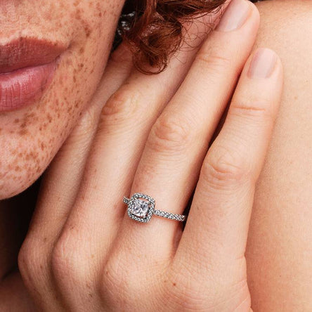 Pandora Sparkling Square Halo Ring