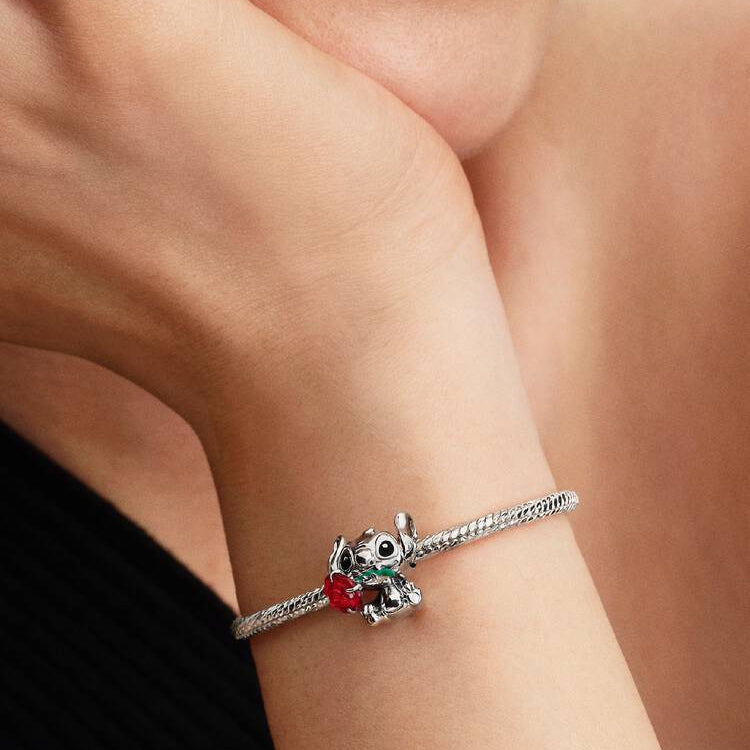 Pandora Disney Stitch Rose Murano Glass Charm