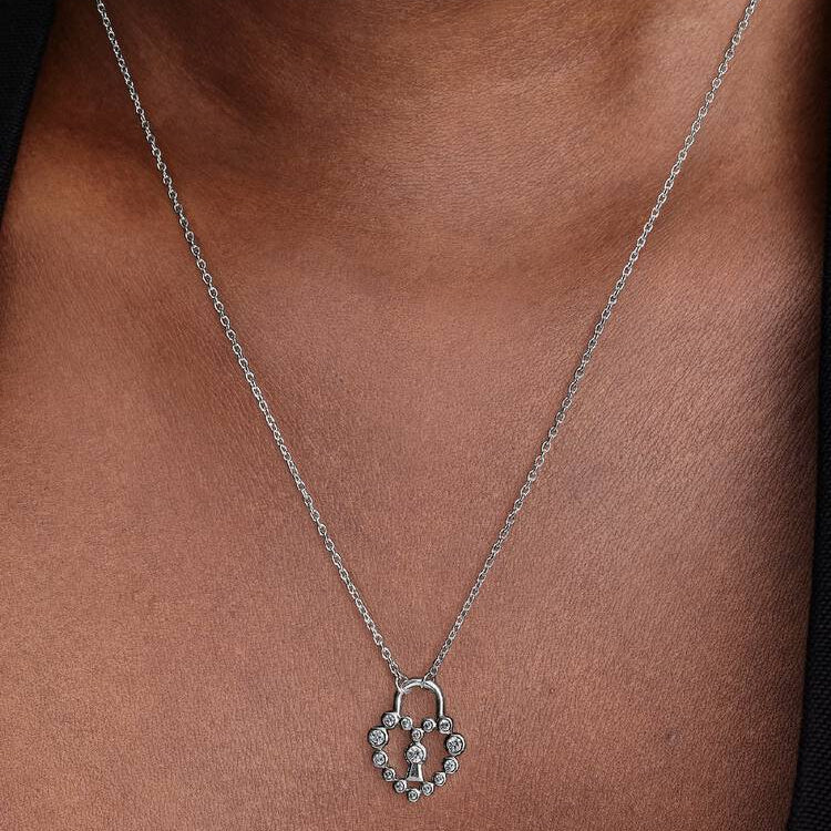 Pandora Sparkling Heart Padlock Pendant Necklace