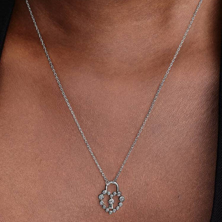 Pandora Sparkling Heart Padlock Pendant Necklace