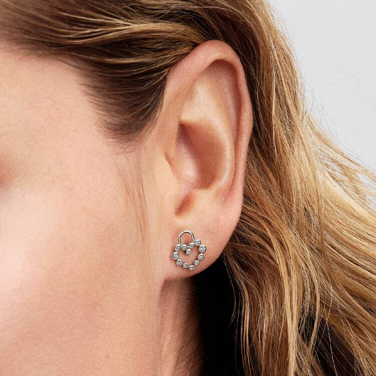 Pandora Sparkling Heart Padlock Stud Earrings
