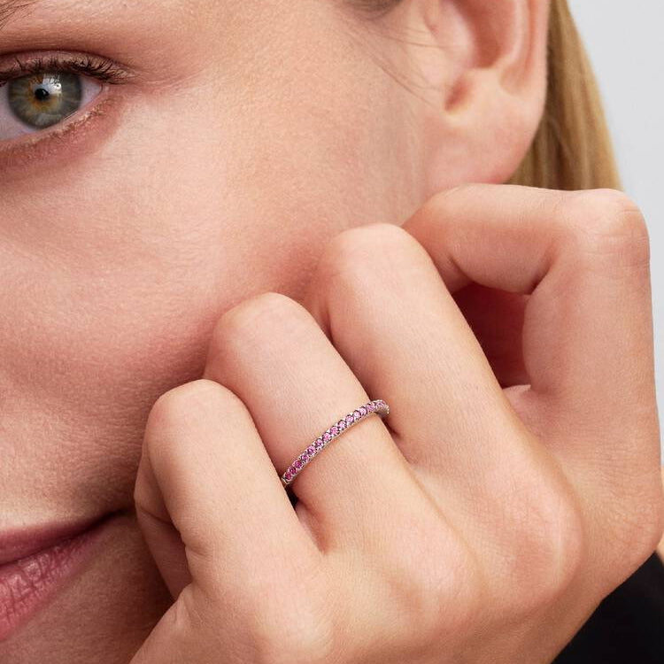 Pandora Sparkling Pink Band Ring