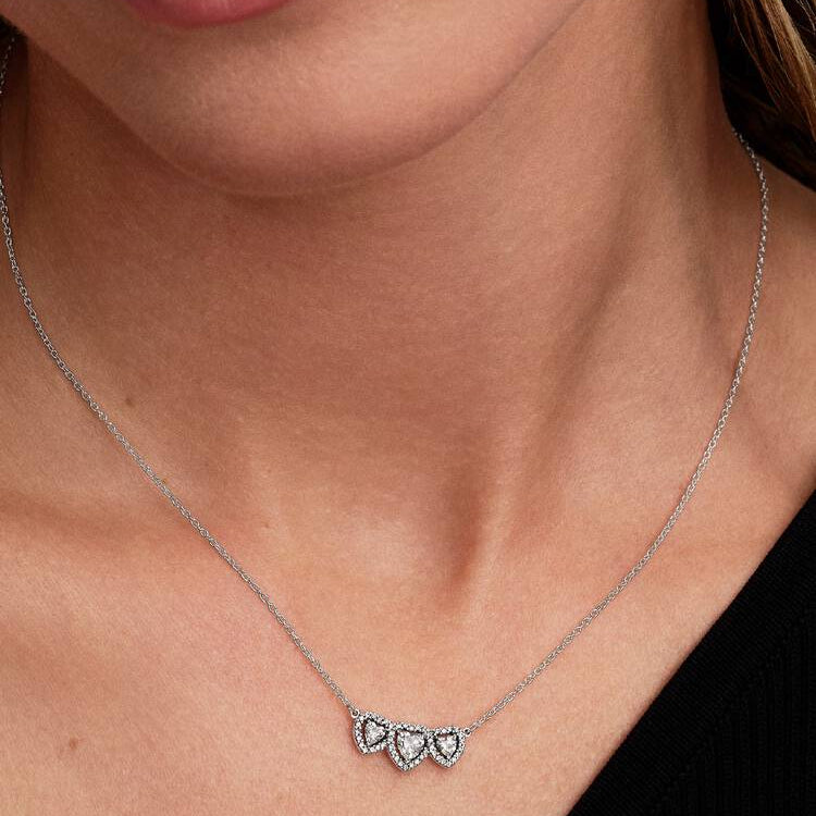 Pandora Halo Heart Trilogy Collier Necklace