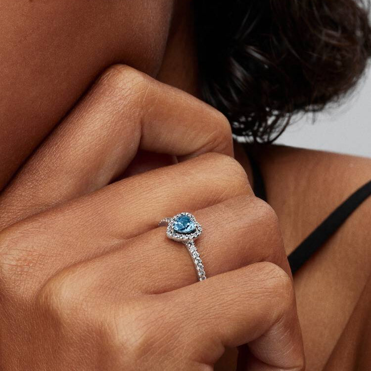 Pandora Elevated Light Blue Heart Ring