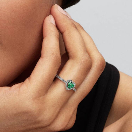 Pandora Elevated Mint Green Heart Ring