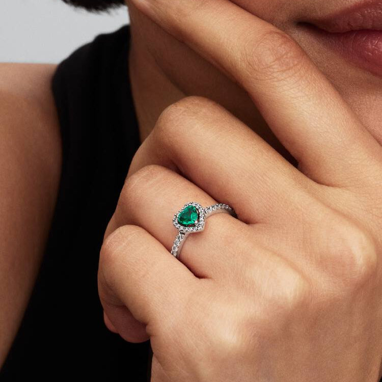 Pandora Elevated Royal Green Heart Ring