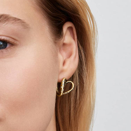 Pandora Organically Shaped Stone-Set Heart Hoop Earrings