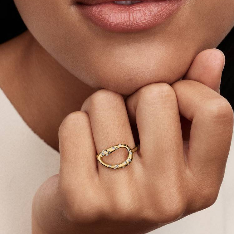 Pandora Organically Shaped Stone-Set Statement Ring