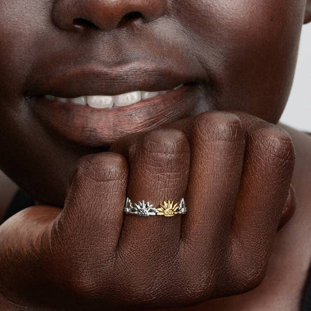 Pandora Sunflower Two-Tone Band Ring