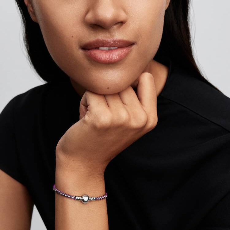 Pandora Purple Cord Box Chain Bracelet