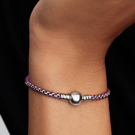 Pandora Purple Cord Box Chain Bracelet