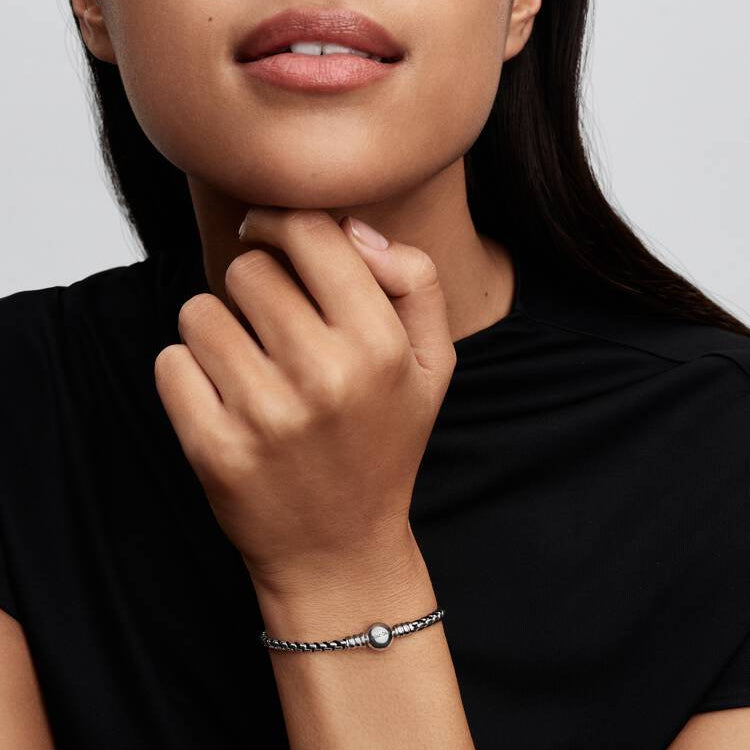 Pandora Black Cord Box Chain Bracelet