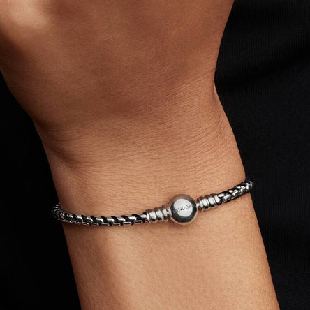 Pandora Black Cord Box Chain Bracelet