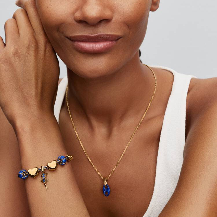 Pandora Blue Cord Box Chain Bracelet