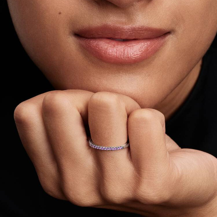 Pandora Sparkling Purple Half-Eternity Band Ring