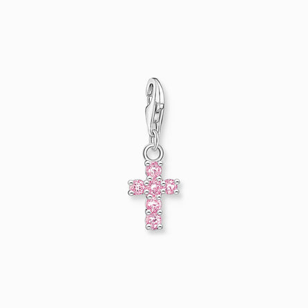 Thomas Sabo Silver Cross Charm with Pink Stones