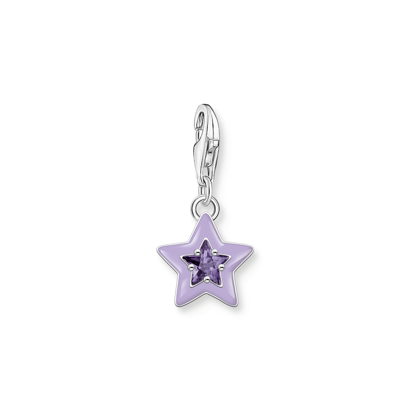 Thomas Sabo Silver Star Charm with Amethyst Coloured Stone and Enamel