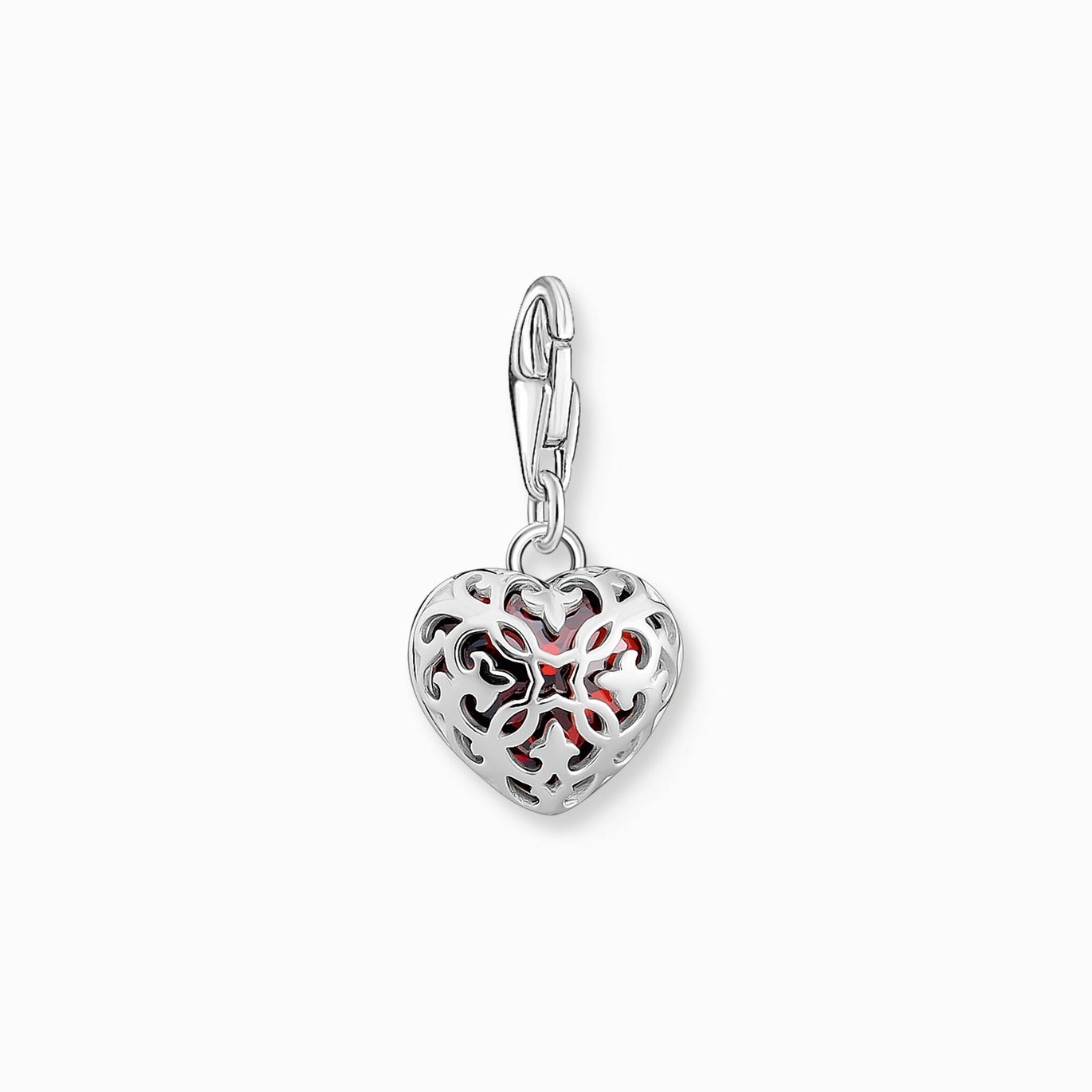 Thomas Sabo Silver Heart with Red Stone Charm