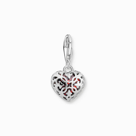 Thomas Sabo Silver Heart with Red Stone Charm