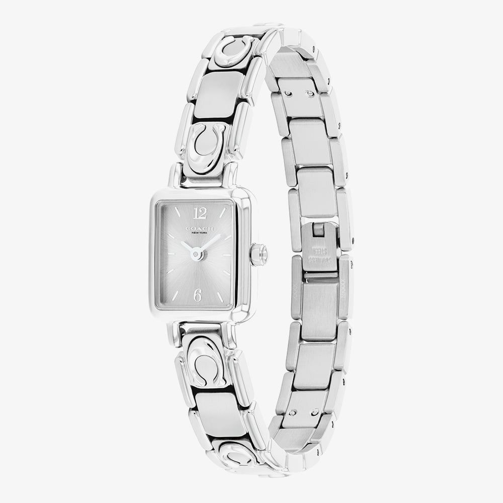 COACH Mara Silver Rectangular Watch with Square Bracelet