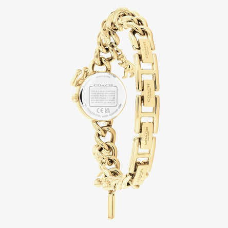COACH Iris Gold Charm Bracelet Watch with Round Face