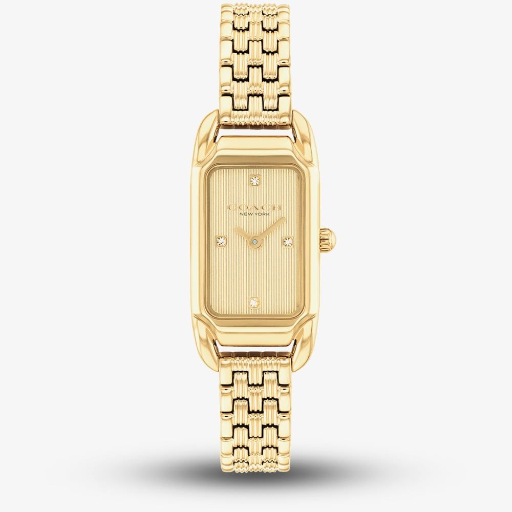 COACH Cadie Rectanglar Dial Gold Tone Bracelet Watch