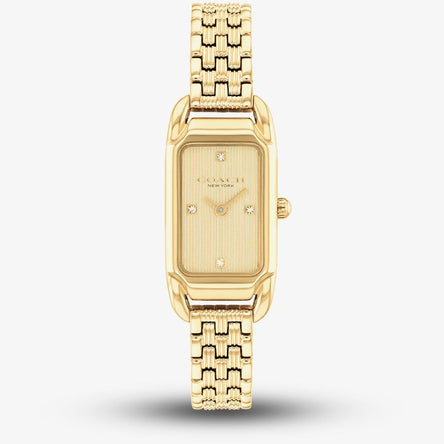 COACH Cadie Rectanglar Dial Gold Tone Bracelet Watch