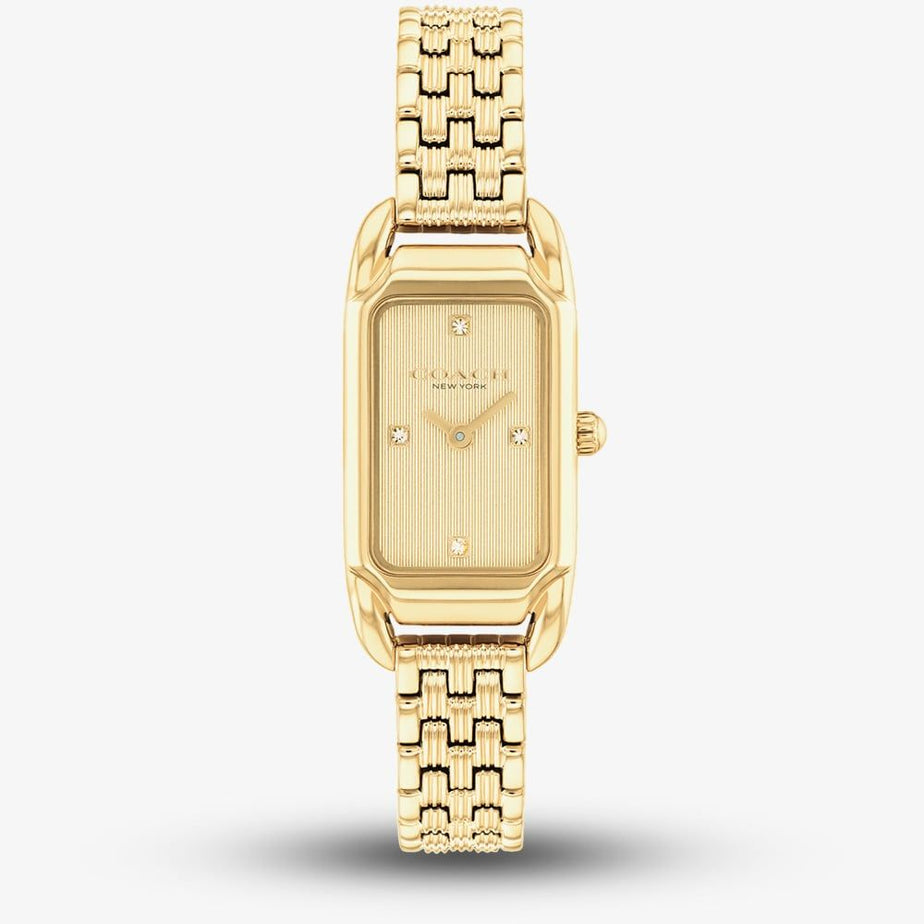 COACH Cadie Rectanglar Dial Gold Tone Bracelet Watch