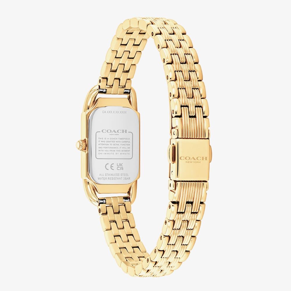 COACH Cadie Rectanglar Dial Gold Tone Bracelet Watch