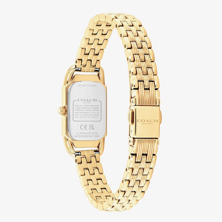COACH Cadie Rectanglar Dial Gold Tone Bracelet Watch