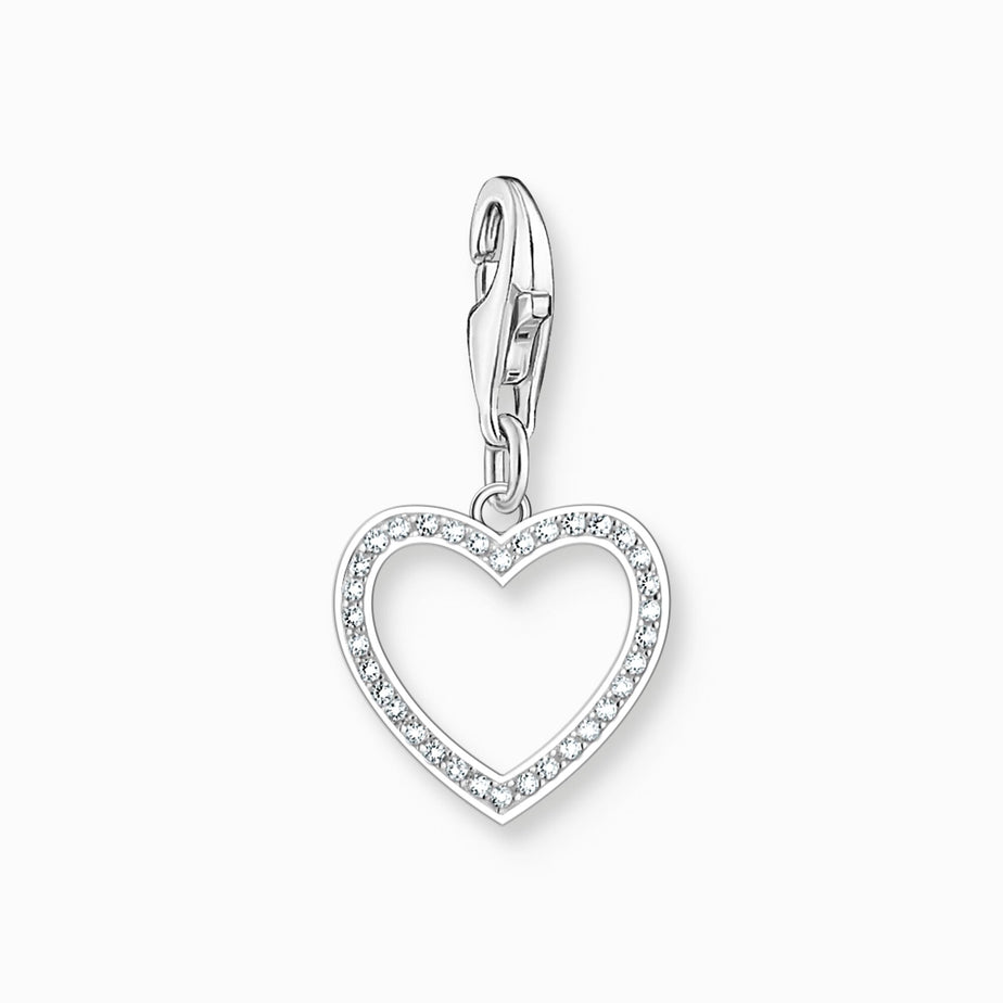 Thomas Sabo Silver Heart Charm with White Stones