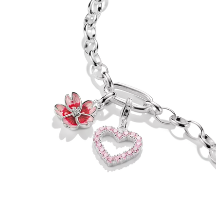 Thomas Sabo Silver Charm Pendant Pink Heart