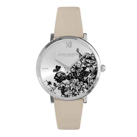 Olivia Burton 35mm Floral Watch with Leather Strap