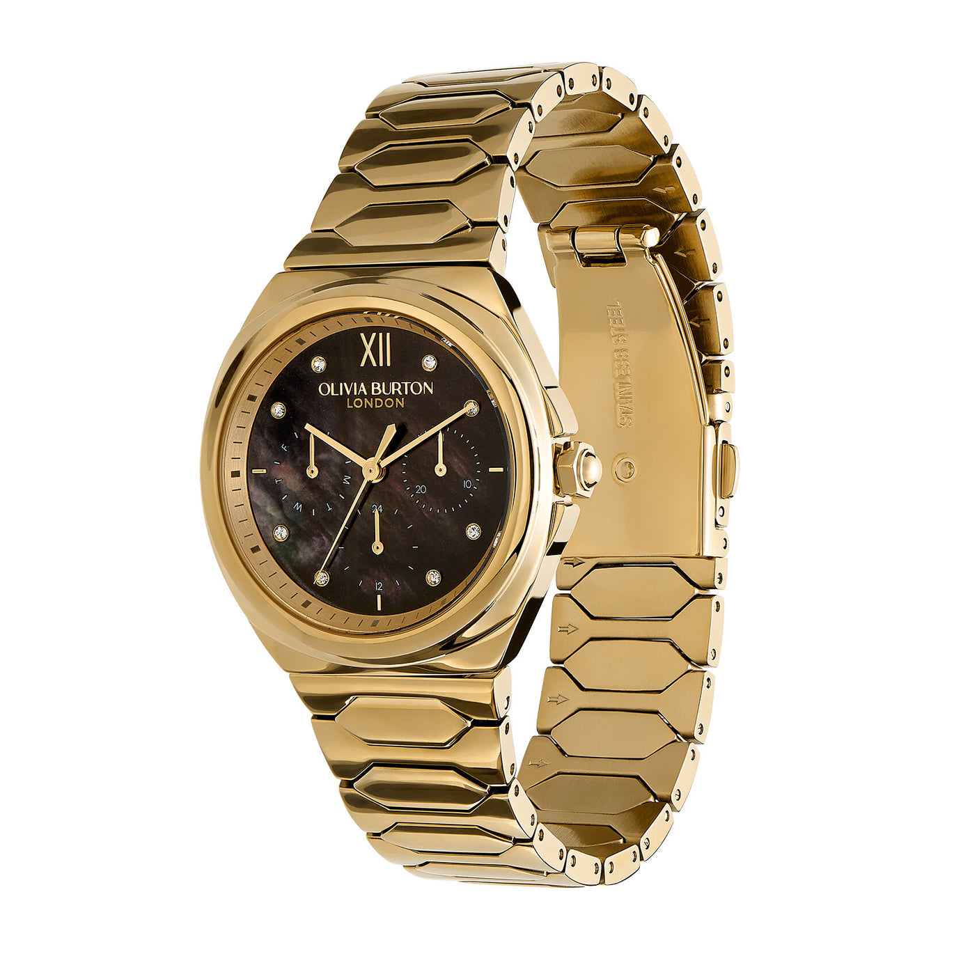 Olivia Burton Sports Luxe 36mm Black & Gold Lustre Watch