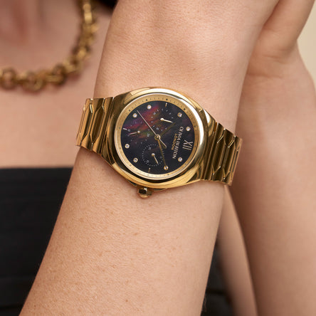 Olivia Burton Sports Luxe 36mm Black & Gold Lustre Watch