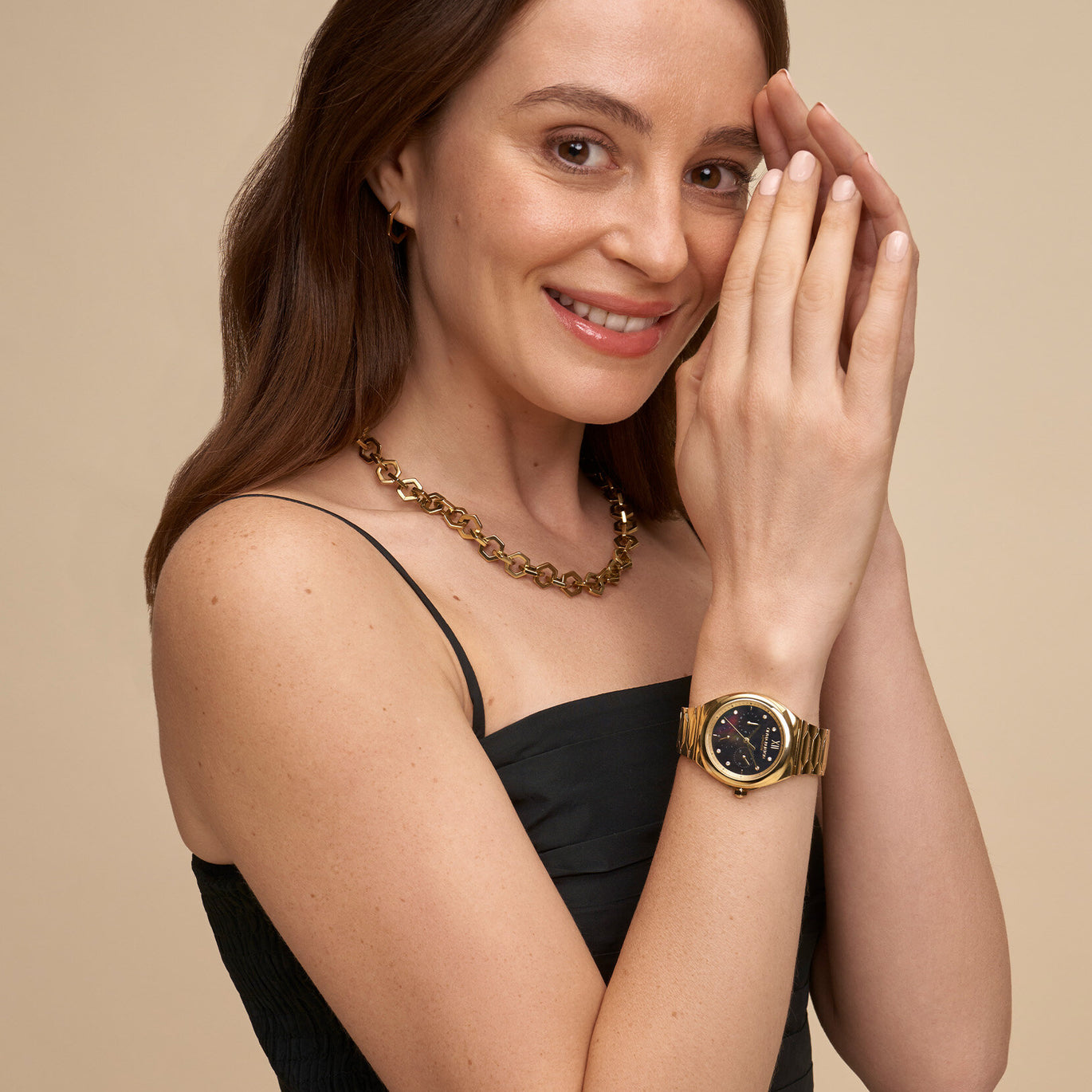 Olivia Burton Sports Luxe 36mm Black & Gold Lustre Watch