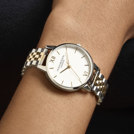 Olivia Burton 30mm White & Two Tone Bracelet Watch