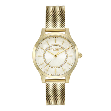 Olivia Burton 30mm Gold Mesh Sunray Dial Watch