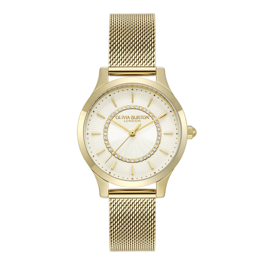 Olivia Burton 30mm Gold Mesh Sunray Dial Watch