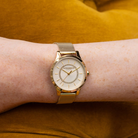 Olivia Burton 30mm Gold Mesh Sunray Dial Watch