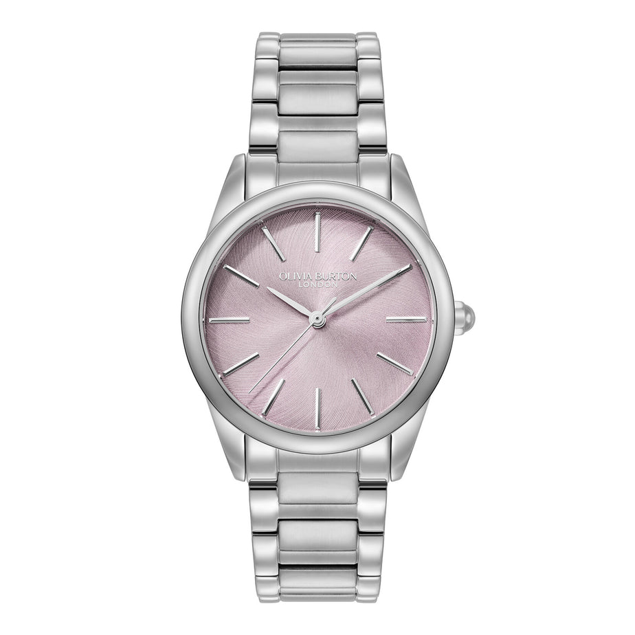 Olivia Burton 34mm Glowful Pale Lavender & Silver Bracelet Watch