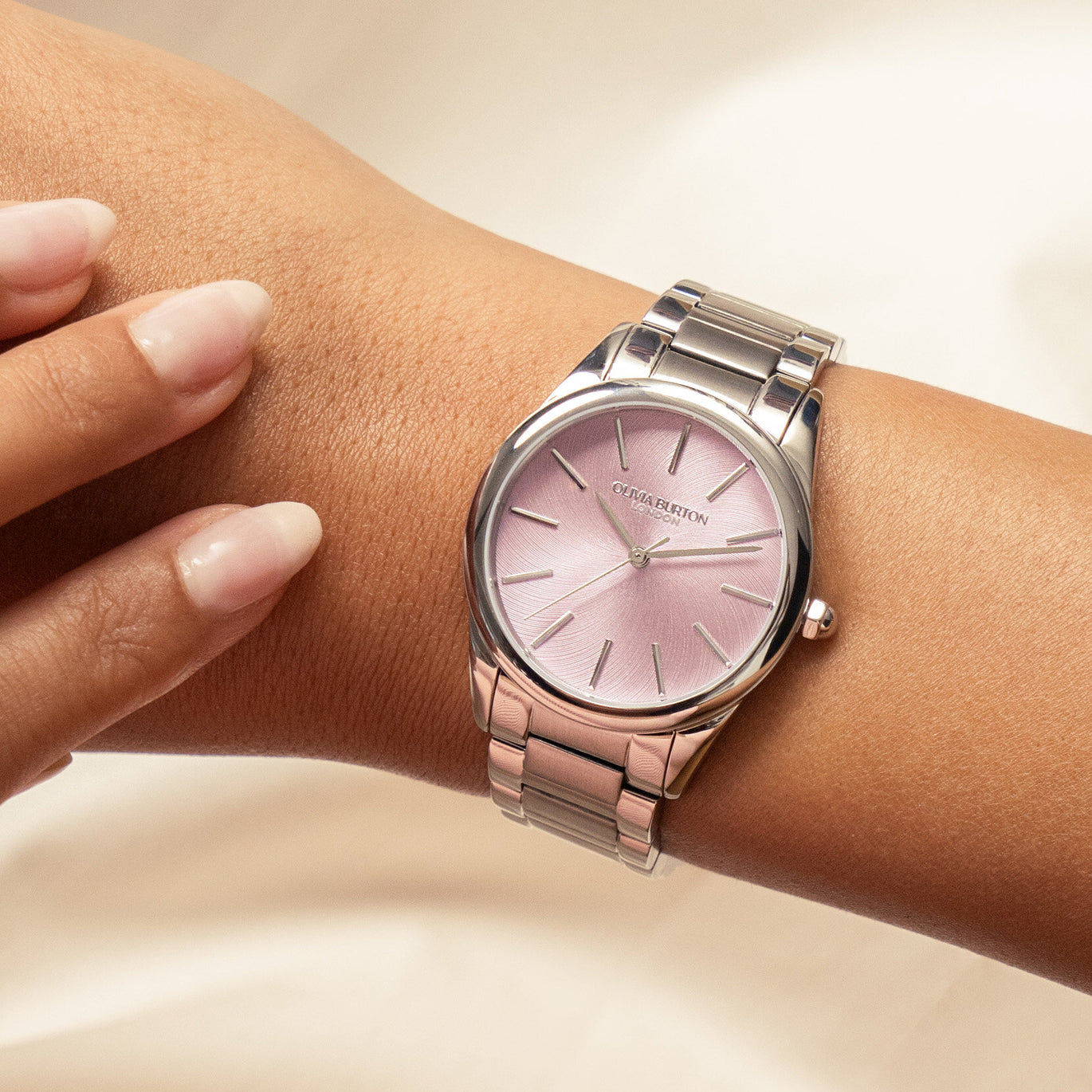Olivia Burton 34mm Glowful Pale Lavender & Silver Bracelet Watch