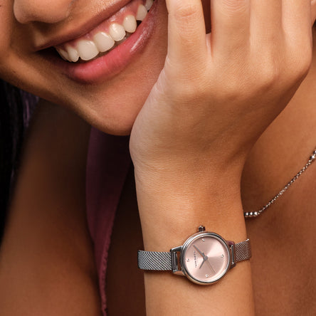 Olivia Burton 23mm Mini Primrose & Silver Mesh Watch