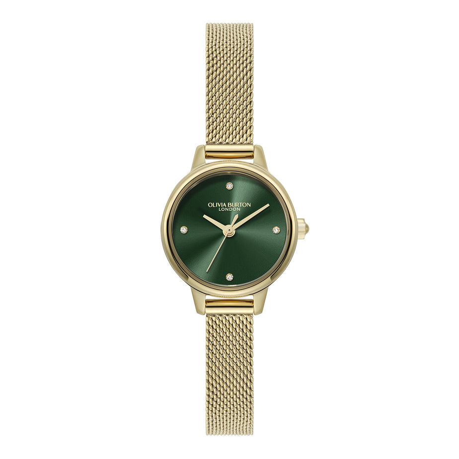 Olivia Burton 23mm Mini Forest Green & Gold Mesh Watch