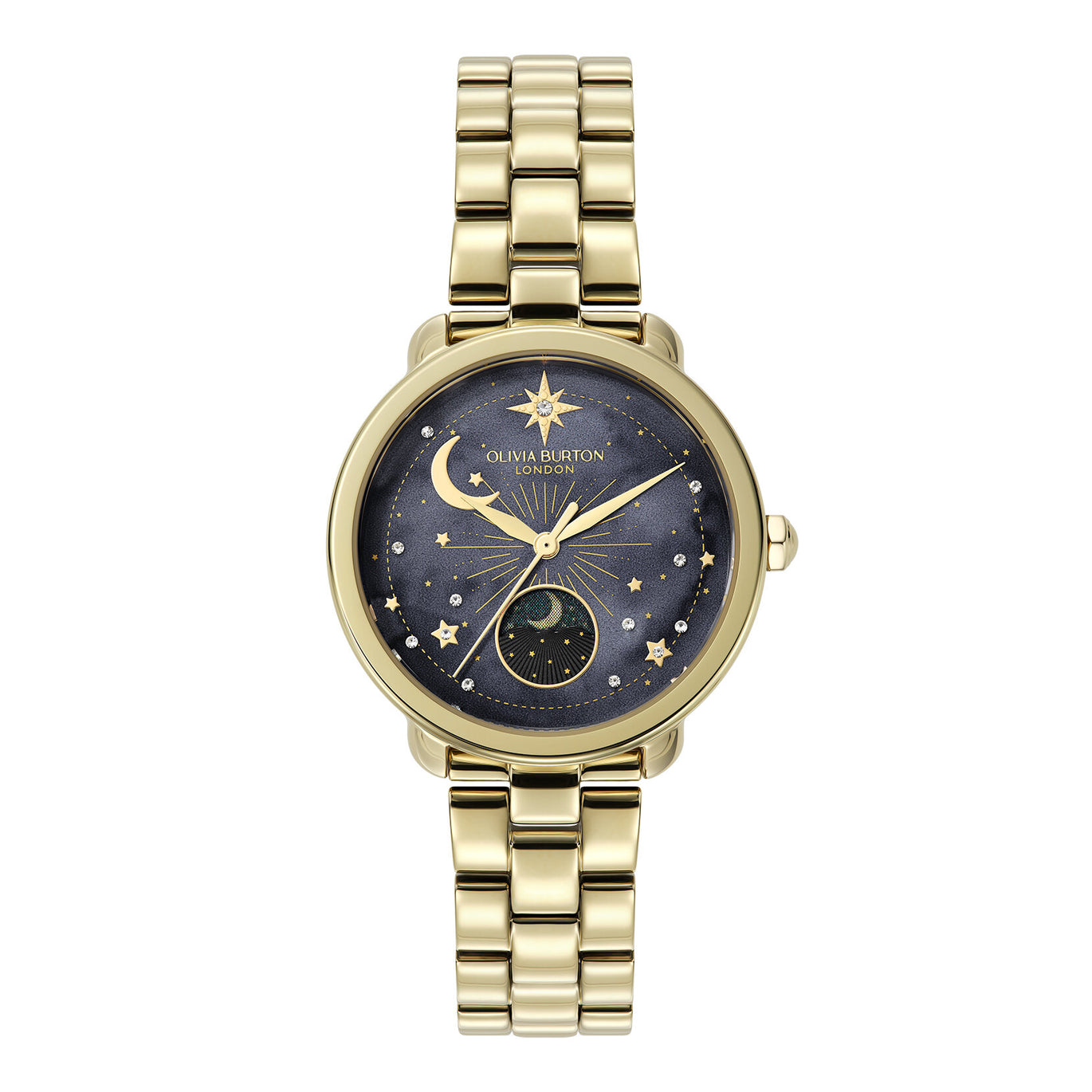 Olivia Burton Celestial 34mm Moon Phase Black & Gold Bracelet Watch