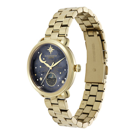 Olivia Burton Celestial 34mm Moon Phase Black & Gold Bracelet Watch
