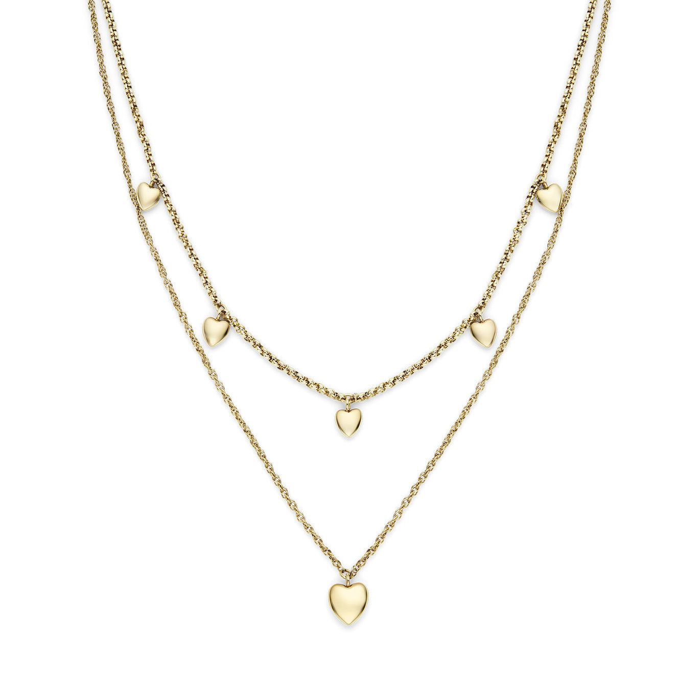 Olivia Burton Classic Mini Heart Gold Plated Double Chain Necklace
