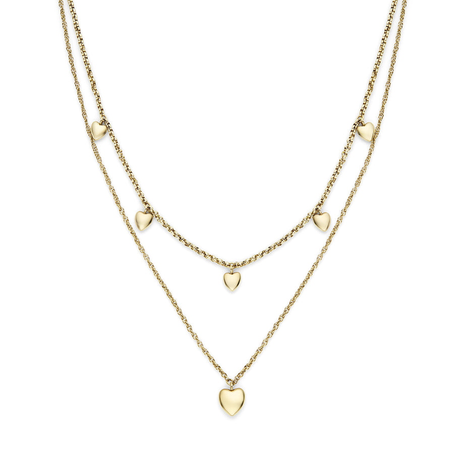 Olivia Burton Classic Mini Heart Gold Plated Double Chain Necklace